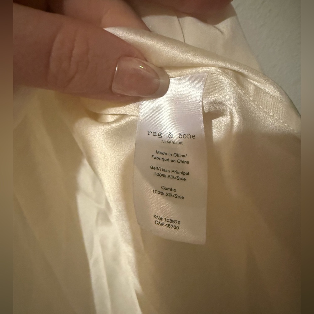 RAG & BONE 100% SILK CREAM WRAP BLOUSE SMALL - Picture 4 of 7